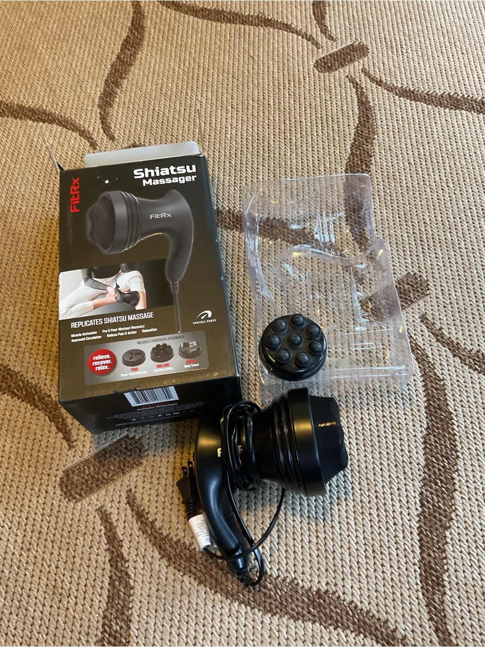 Black Shiatsu Massager - Handheld Deep Tissue Relief